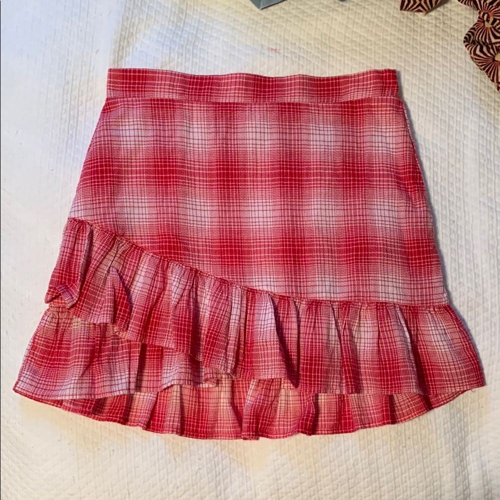 Red Plaid Ruffle Skirt